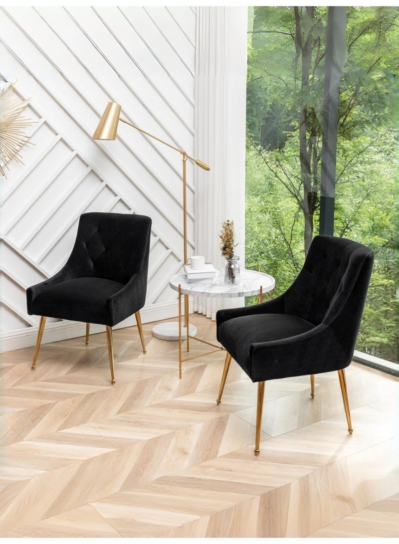 SEYNAR Dining Chair Set of 2,Modern Velvet Dining Chairs with Gold Legs,Elegant Tufted Accent Chairs for Reception, Living Room or Study Room - Image 3